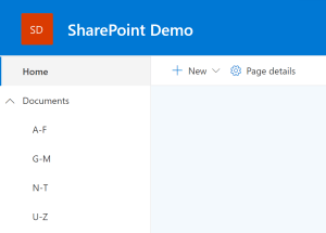Document Libraries A-F, G-M, N-T and U-Z.