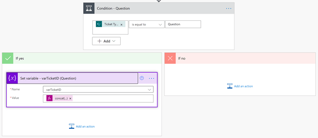 Condition and Set variable action
