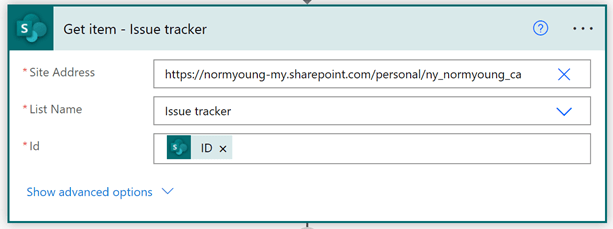 SharePoint – Get item action