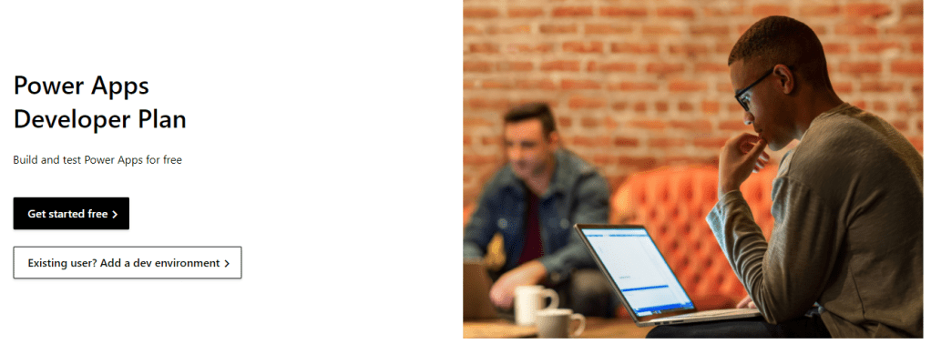 Power Apps Developer Plan signup options