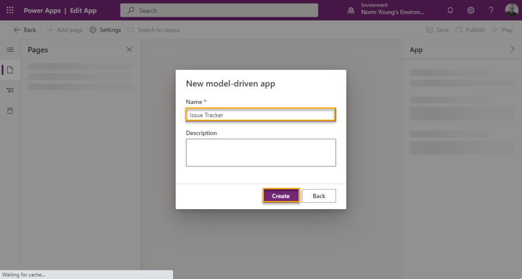 Enter “Issue Tracker” as the app name and click Create. 