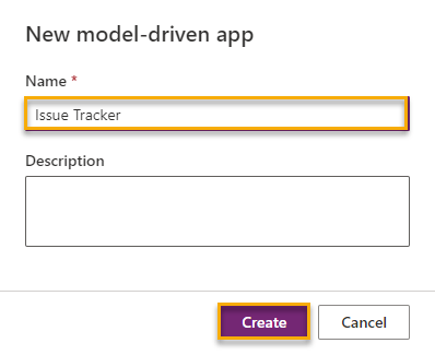 New model-driven app