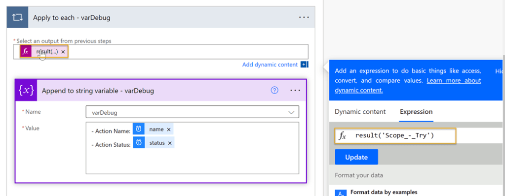 Append to string variable action 