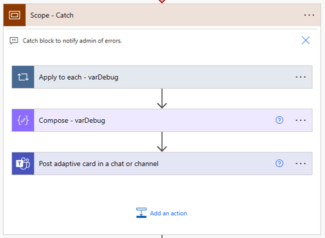 Error handling in Power Automate using Adaptive Cards for Microsoft Teams