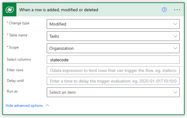 Select columns will limit the Flow execution to the logical column names entered.