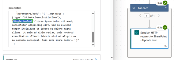 Update a single line of text column using the Send HTTP Request to SharePoint action in Power&nbsp;Automate